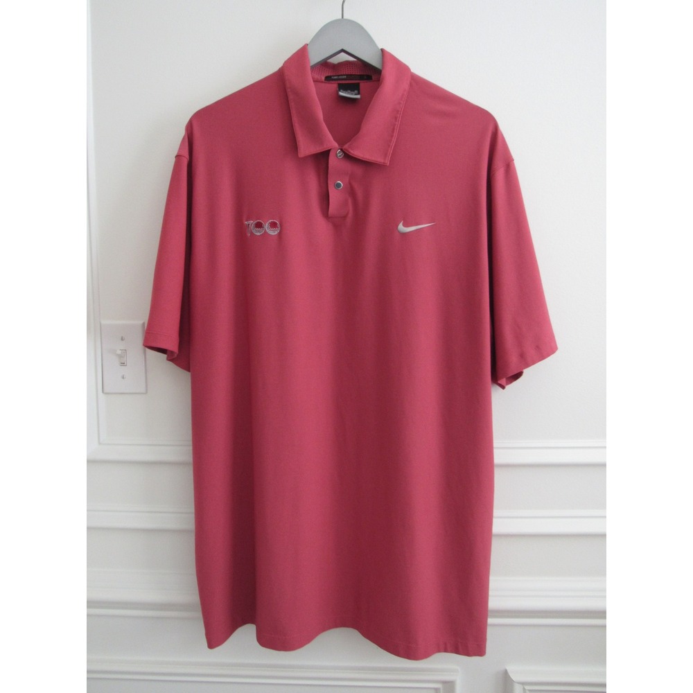 Nike Men's Tiger Woods Collection Polo Shirt Dri-Fit‎ Red Short Sleeve Size XL